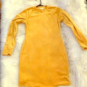 Long sleeve mustard yellow dress